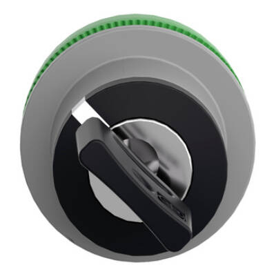 Harmony XB5, Flush mounted key switch selector head, plastic, black, Ø22, key n°455, 2 positions, spring return right to left, grey bezel - Schneider Electric - ZB5FG6C0