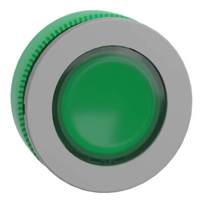 Head for illuminated push button, Harmony XB5, grey bezel, green, 30mm, universal LED, push-push, unmarked - Schneider Electric - ZB5FH033C0