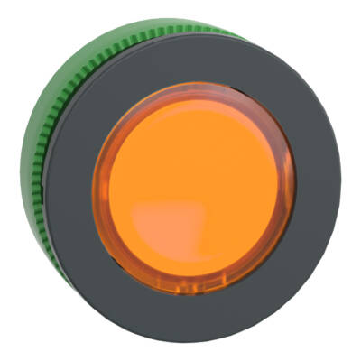 Head for illuminated push button, Harmony XB5, plastic, orange flush mounted, 30mm, universal LED, push-push, unmarked - Schneider Electric - ZB5FH053