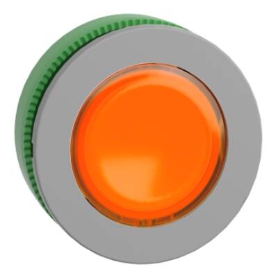 Head for illuminated push button, Harmony XB5, grey bezel, orange flush mounted, 30mm, universal LED, push-push, unmarked - Schneider Electric - ZB5FH053C0