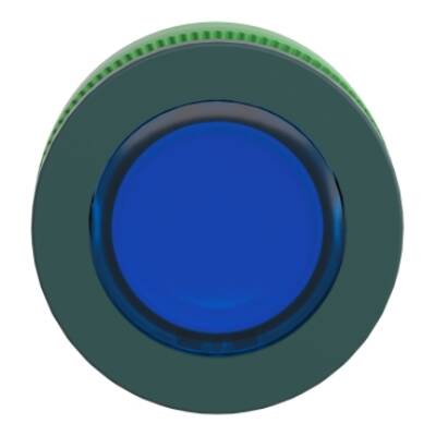 Head for illuminated push button, Harmony XB5, plastic, blue flush mounted, 30mm, universal LED, push-push, unmarked - Schneider Electric - ZB5FH063