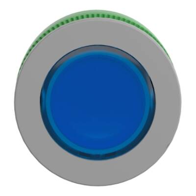 Head for illuminated push button, Harmony XB5, grey bezel, blue flush mounted, 30mm, universal LED, push-push, unmarked - Schneider Electric - ZB5FH063C0