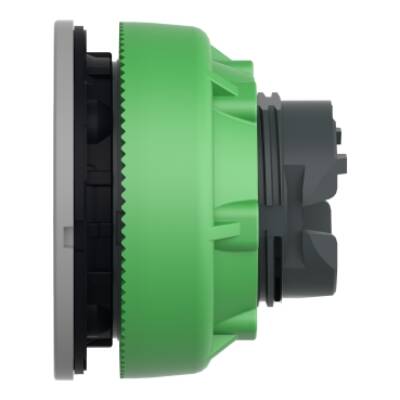 Head for illuminated push button, Harmony XB5, grey bezel, blue flush mounted, 30mm, universal LED, push-push, unmarked - Schneider Electric - ZB5FH063C0