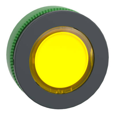 Head for illuminated push button, Harmony XB5, plastic, yellow flush mounted, 30mm, universal LED, push-push, unmarked - Schneider Electric - ZB5FH083