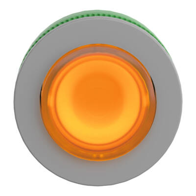Head for illuminated push button, Harmony XB5, grey bezel, orange projecting, 30mm, universal LED, push-push, unmarked - Schneider Electric - ZB5FH53C0