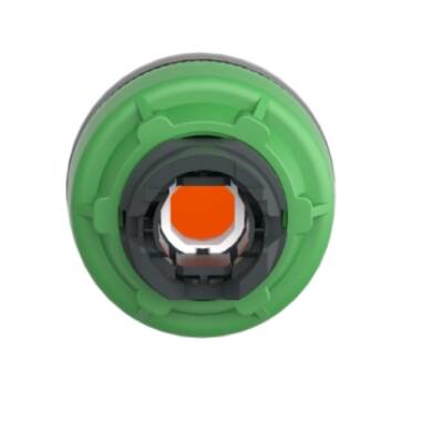 Head for illuminated push button, Harmony XB5, grey bezel, orange projecting, 30mm, universal LED, push-push, unmarked - Schneider Electric - ZB5FH53C0