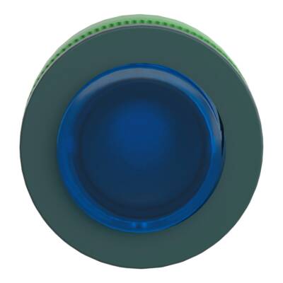 Head for illuminated push button, Harmony XB5, plastic, blue projecting, 30mm, universal LED, push-push, unmarked - Schneider Electric - ZB5FH63