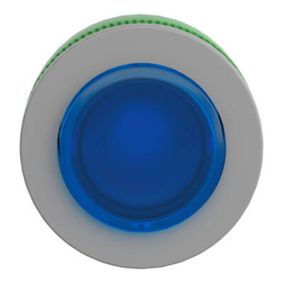 Head for illuminated push button, Harmony XB5, grey bezel, blue projecting, 30mm, universal LED, push-push, unmarked - Schneider Electric - ZB5FH63C0