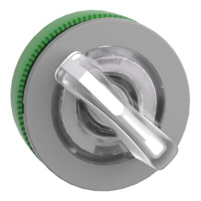 Head for illuminated selector switch, Harmony XB5, grey bezel, white handle, flush mounted, 30mm, universal LED, 2 positions - Schneider Electric - ZB5FK1213C0