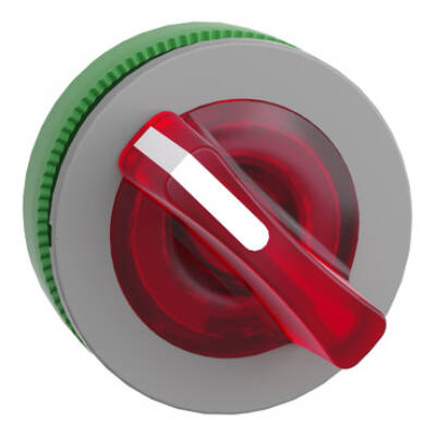 Head for illuminated selector switch, Harmony XB5, grey bezel, red handle, flush mounted, 30mm, universal LED, 2 positions - Schneider Electric - ZB5FK1243C0