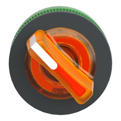 Head for illuminated selector switch, Harmony XB5, plastic, orange handle, universal LED, 2 positions, stay put - Schneider Electric - ZB5FK1253