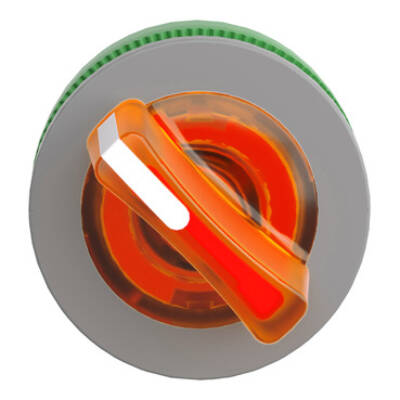 Head for illuminated selector switch, Harmony XB5, grey bezel, orange handle, 30mm, universal LED, 2 positions - Schneider Electric - ZB5FK1253C0