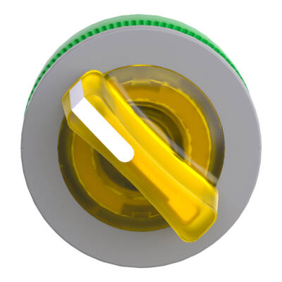 Head for illuminated selector switch, Harmony XB5, grey bezel, yellow handle, flush mounted, 30mm, universal LED, 2 positions - Schneider Electric - ZB5FK1283C0
