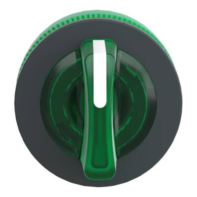 Head for illuminated selector switch, Harmony XB5, plastic, green handle, universal LED, 3 positions, to center - Schneider Electric - ZB5FK1533