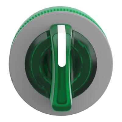 Head for illuminated selector switch, Harmony XB5, grey bezel, green handle, 30mm, universal LED, 3 positions, to center - Schneider Electric - ZB5FK1533C0