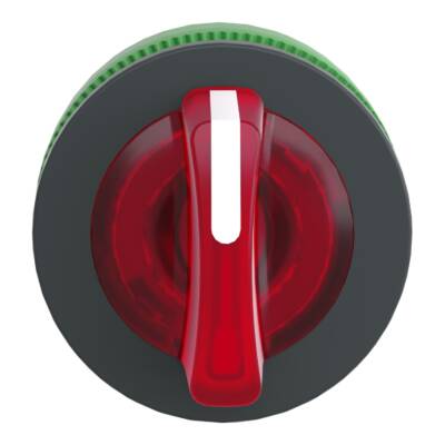 Head for illuminated selector switch, Harmony XB5, plastic, red handle, universal LED, 3 positions, to center - Schneider Electric - ZB5FK1543