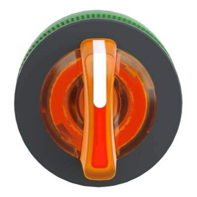 Head for illuminated selector switch, Harmony XB5, plastic, orange handle, universal LED, 3 positions, to center - Schneider Electric - ZB5FK1553