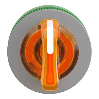 Head for illuminated selector switch, Harmony XB5, grey bezel, orange handle, 30mm, universal LED, 3 positions, - Schneider Electric - ZB5FK1553C0