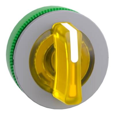 Head for illuminated selector switch, Harmony XB5, grey bezel, yellow handle, 30mm, universal LED, 3 positions, - Schneider Electric - ZB5FK1583C0