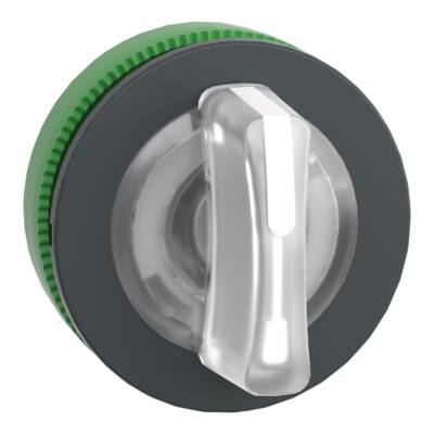 Head for illuminated selector switch, Harmony XB5, plastic, white handle, universal LED, 3 positions, right to center - Schneider Electric - ZB5FK1813