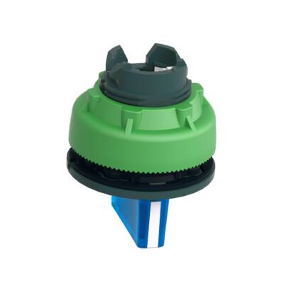 Head for illuminated selector switch, Harmony XB5, plastic, blue handle, universal LED, 3 positions, right to center - Schneider Electric - ZB5FK1863