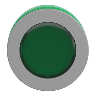 Head for pilot light, Harmony XB5, grey bezel, green, 30mm, universal LED, plain lens - Schneider Electric - ZB5FV033C0