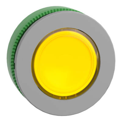 Head for pilot light, Harmony XB5, grey bezel, yellow flush mounted, 30mm, universal LED, plain lens - Schneider Electric - ZB5FV083C0