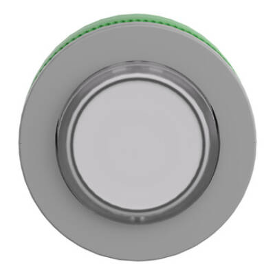 Head for illuminated push button, Harmony XB5, grey bezel, white projecting, 30mm, universal LED, spring return, unmarked - Schneider Electric - ZB5FW113C0