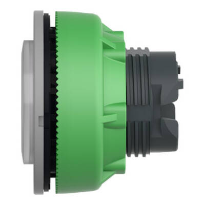 Head for illuminated push button, Harmony XB5, grey bezel, white projecting, 30mm, universal LED, spring return, unmarked - Schneider Electric - ZB5FW113C0