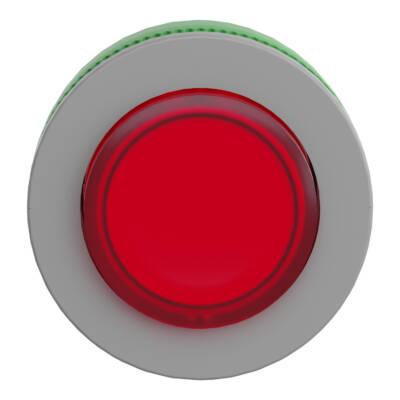 Head for illuminated push button, Harmony XB5, grey bezel, red projecting, 30mm, universal LED, spring return, unmarked - Schneider Electric - ZB5FW143C0