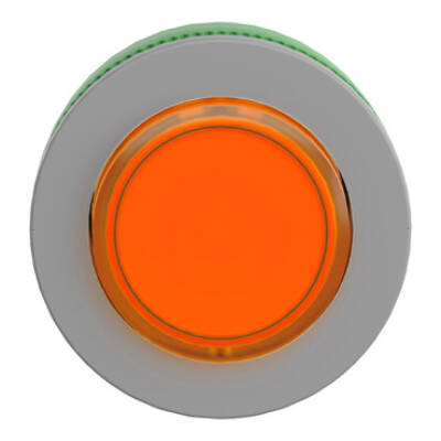 Head for illuminated push button, Harmony XB5, grey bezel, orange projecting, 30mm, universal LED, spring return, unmarked - Schneider Electric - ZB5FW153C0