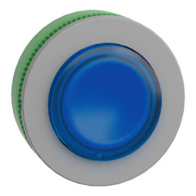 Head for illuminated push button, Harmony XB5, grey bezel, blue projecting, 30mm, universal LED, spring return, unmarked - Schneider Electric - ZB5FW163C0