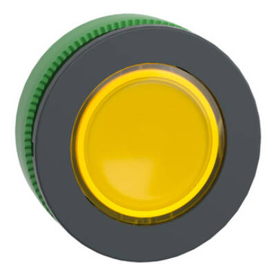 Head for illuminated push button, Harmony XB5,  plastic, yellow, 30mm, universal LED, plain lens - Schneider Electric - ZB5FW383