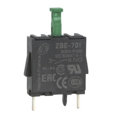 Harmony XB4, Single contact block, silver alloy, pins for printed circuit board, 1 NO - Schneider Electric - ZBE701