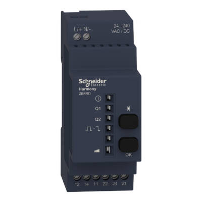 Programmable receiver - 2 relays - 24..240  V AC/DC - 2 pusbuttons - 6 LEDs - Schneider Electric - ZBRRD