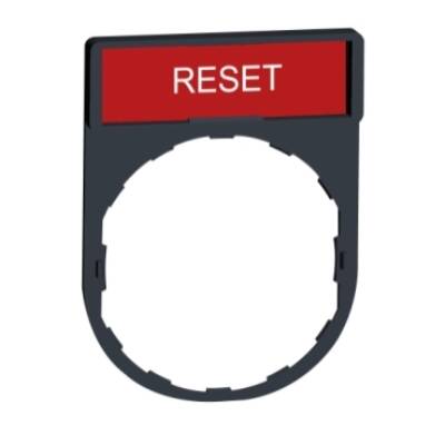 legend holder 30 x 40 mm with legend 8 x 27 mm with marking RESET red color - Schneider Electric - ZBY2323