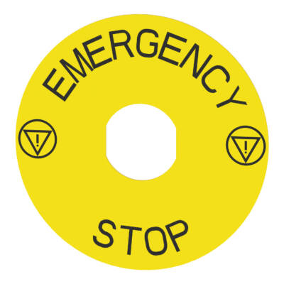 marked legend Ø90 for emergency stop - EMERGENCY STOP/logo ISO13850 - Schneider Electric - ZBY8330