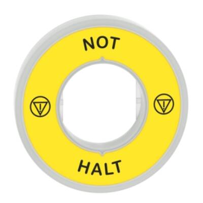 Harmony, Illuminated ring Ø60, plastic, yellow, red fixed integral LED, marked NOT HALT, 24 V AC/DC - Schneider Electric - ZBY9W2B230