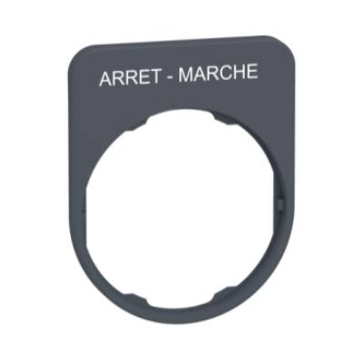 legend plate with arret-marche marking for flush color plated grey - Schneider Electric - ZBYFP2166C0