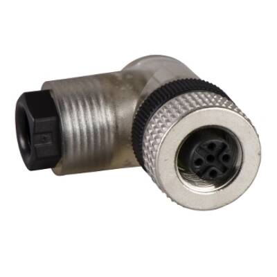 female, M12, 4-pin, elbowed connector - cable gland Pg 7 - Telemecanique Sensors - XZCC12FCP42B